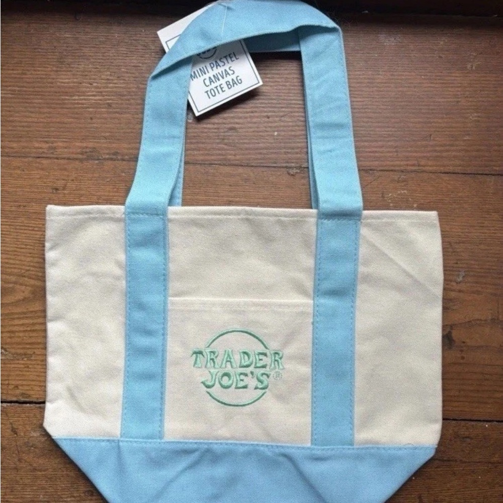 Trader Joe's Blue and Cream Mini Tote Bag